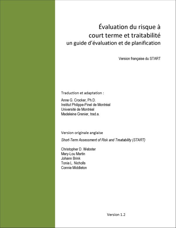 Manuel START (v. fr.) - Évaluation du risque à court terme et traitabilité : un guide d’évaluation et de planification